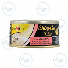 Влажный корм GimCat Shiny Cat Filet для кошек, курица и креветки, 70 г