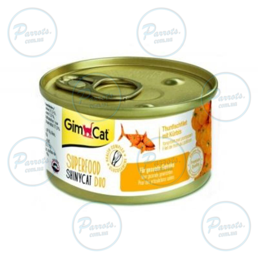 Вологий корм GimCat Shiny Cat Superfood для котів, тунець та гарбуз, 70 г