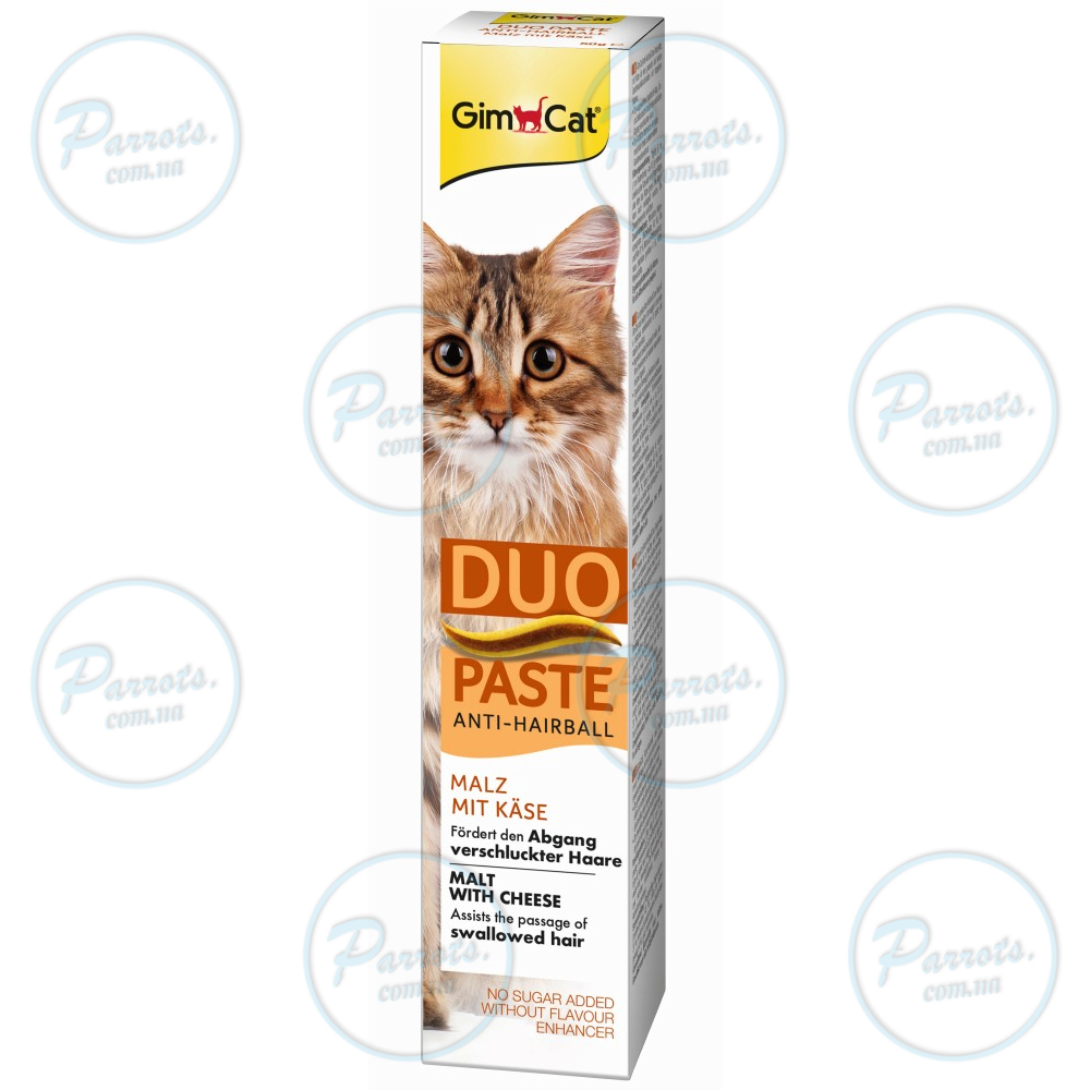 Паста для кошек с чувствительным пищеварением GimCat DUO PASTE Anti-hairboll malt with cheese мальт и сыр, 50 г