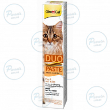 Паста для кошек с чувствительным пищеварением GimCat DUO PASTE Anti-hairboll malt with cheese мальт и сыр, 50 г