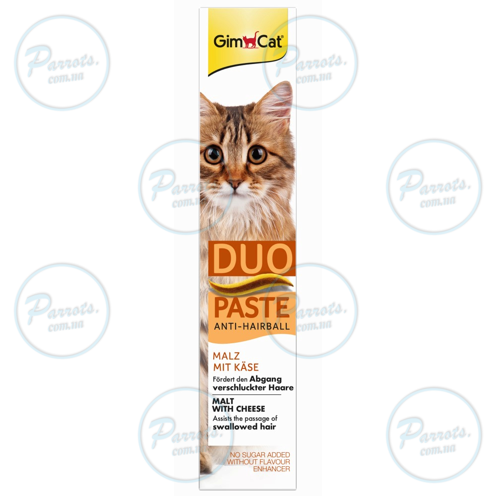 Паста для кошек с чувствительным пищеварением GimCat DUO PASTE Anti-hairboll malt with cheese мальт и сыр, 50 г