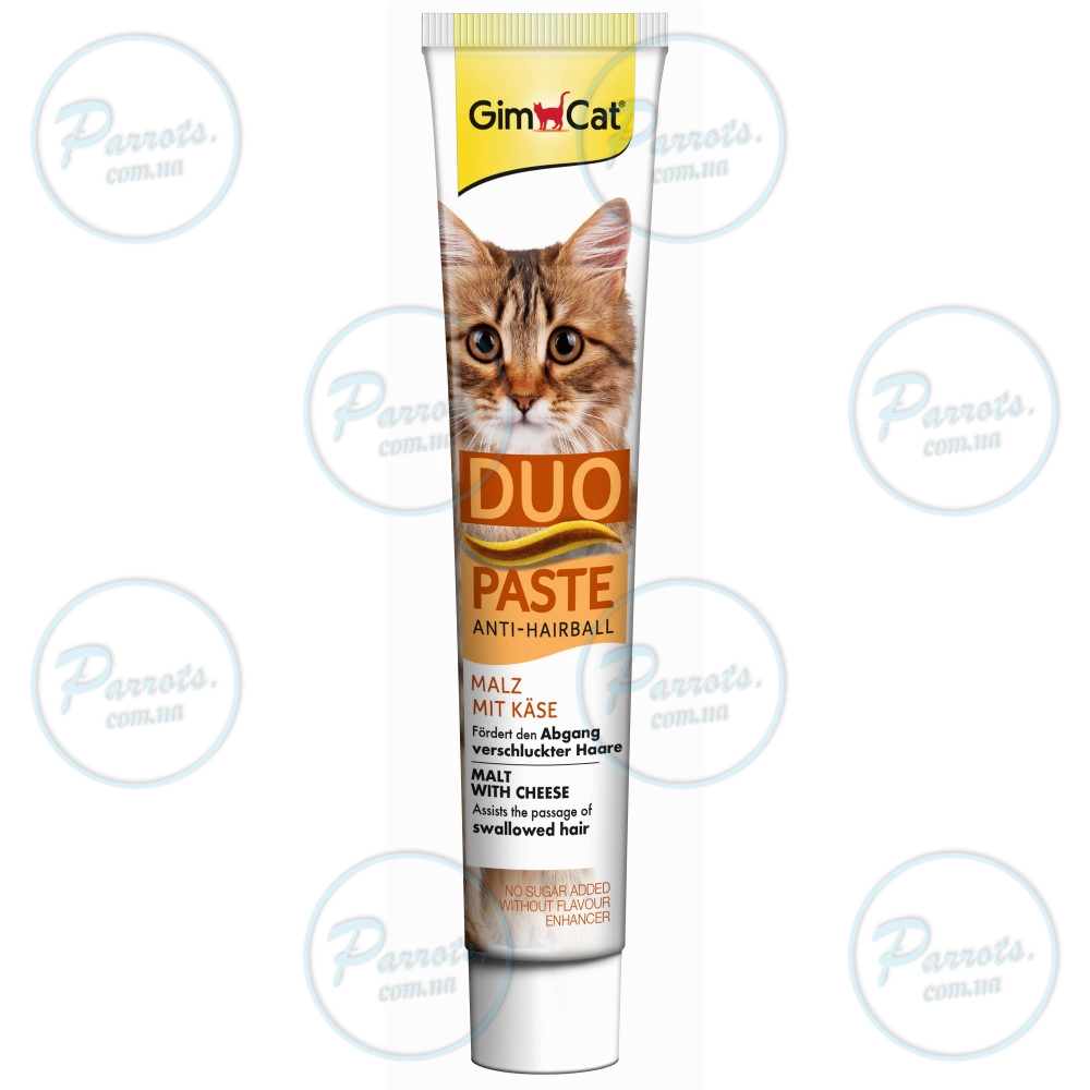 Паста для кошек с чувствительным пищеварением GimCat DUO PASTE Anti-hairboll malt with cheese мальт и сыр, 50 г