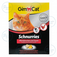 Вітаміни GimCat Schnurries для котів, таблетки з куркою і таурином, 420 г