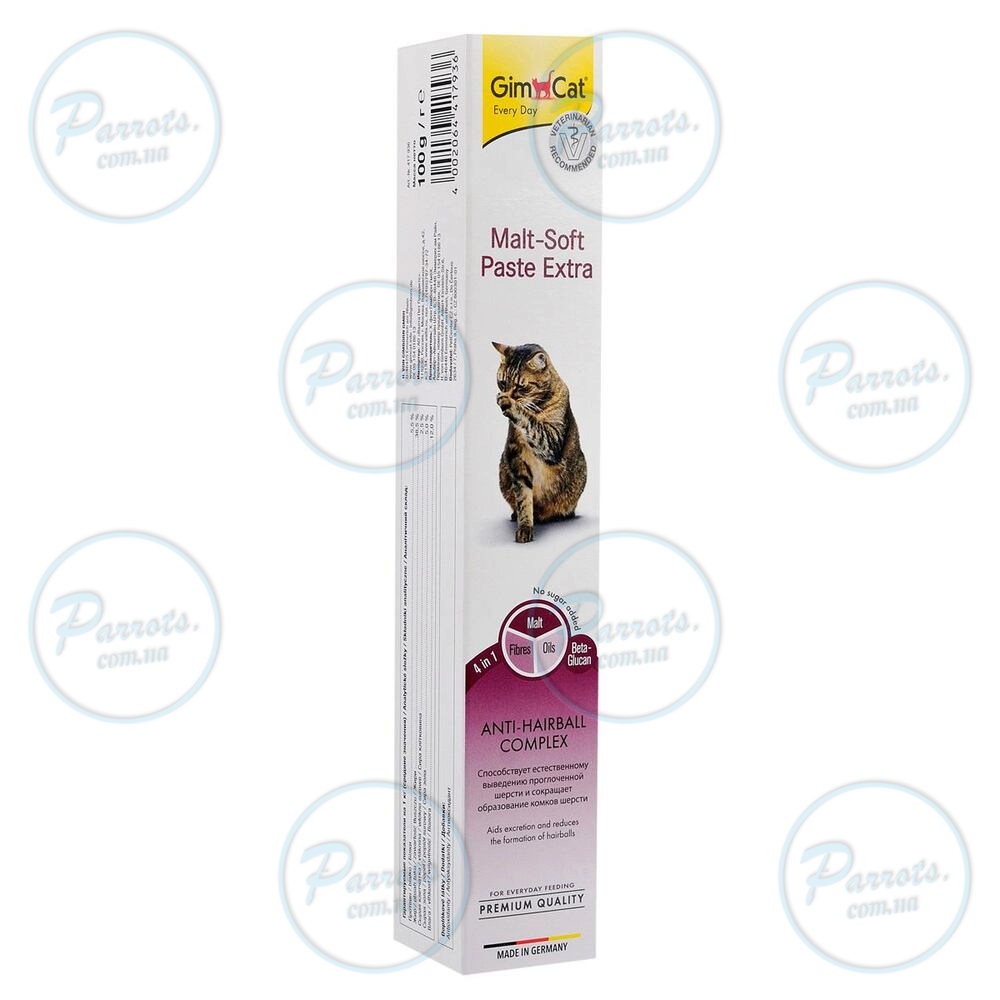 Паста GimCat Every Day Malt-Soft Paste Extra для кошек, выведение шерсти из желудка, 100 г