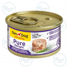 Влажный корм GimDog LD Pure Delight для собак миниатюрных пород, с курицей и тунцом, 85 г