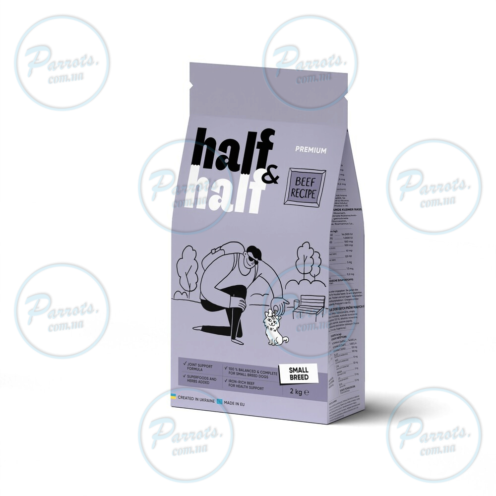 Сухой корм Half&Half для взрослых собак маленьких пород, с говядиной, 2 кг