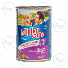 Вологий корм Migliorcane для собак, зі шматочками дичини, 405 г