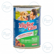 Влажный корм Migliorcane для собак, с  кусочками говядины и овощами, 405 г
