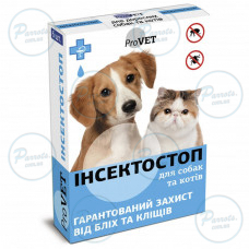 Краплі на холку ProVET «Інсектостоп» для котів та собак від 4 до 10 кг, 1 піпетка (від зовнішніх паразитів)