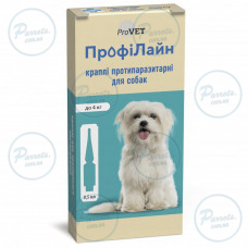 Краплі на холку ProVET «Профілайн» для собак до 4 кг, 4 піпетки (інсектоакарицид)