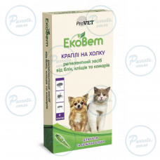 Краплі ProVET «ЕкоВет» для котів і малих порід собак, 4 піпетки (репелентний засіб)