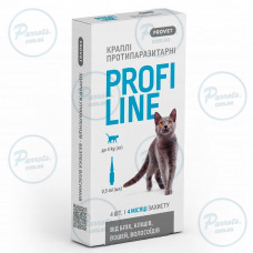 Капли Provet Profiline для кошек до 4 кг, 4 пипетки по 0,5 мл (инсектоакарицид)