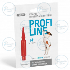Краплі Provet Profiline для собак до 4 кг, 1 піпетка 0,5 мл (інсектоакарицид)