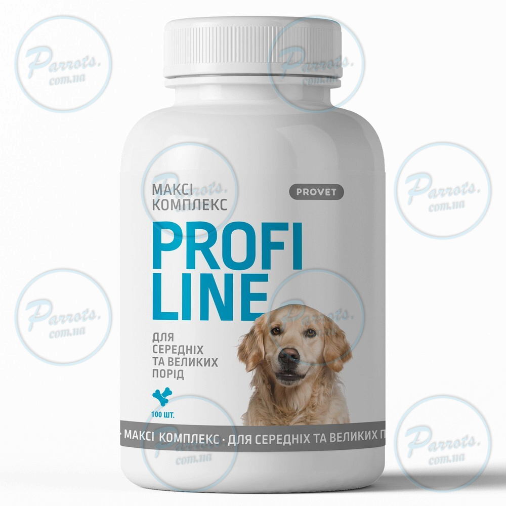 Вітаміни Provet Profiline для собак, Максі Комплекс для середніх та великих порід, 100 таб.