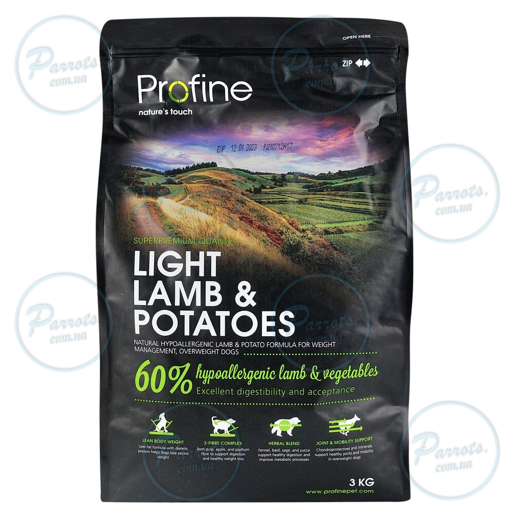 Сухой корм Profine Light для собак с лишним весом, с ягнятиной и картофелем, 3 кг