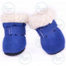 Ботинки Ruispet для малых пород собак, зимние с утеплением, 4 шт./упак. синие, 5,0x4,4 см, L