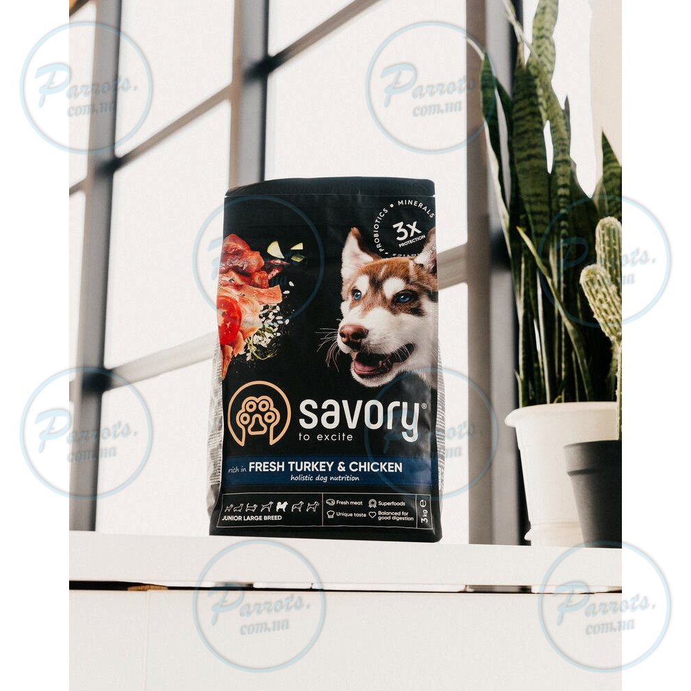 Сухий корм Savory для юніорів великих порід, зі свіжою індичкою і куркою, 3 кг