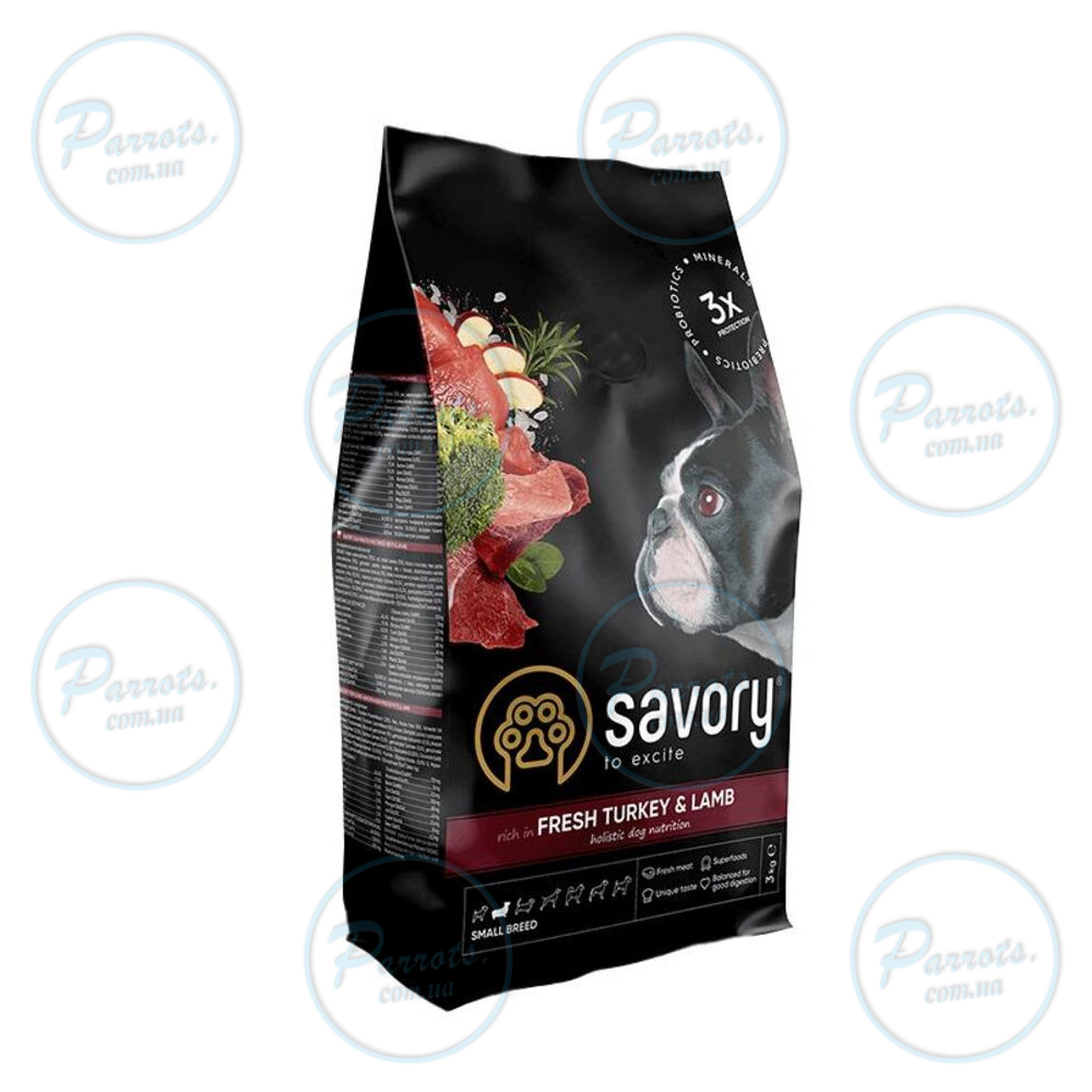 Сухой корм Savory Small для собак малых пород, со свежим ягненком и индейкой, 3 кг