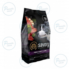 Сухой корм Savory Medium для собак средних пород, со свежим ягненком и индейкой, 3 кг