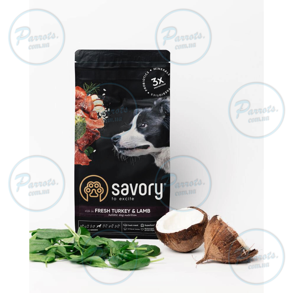 Сухой корм Savory Medium для собак средних пород, со свежим ягненком и индейкой, 3 кг