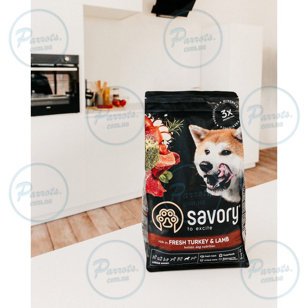 Сухой корм Savory Large для собак больших пород, со свежим ягненком и индейкой, 3 кг
