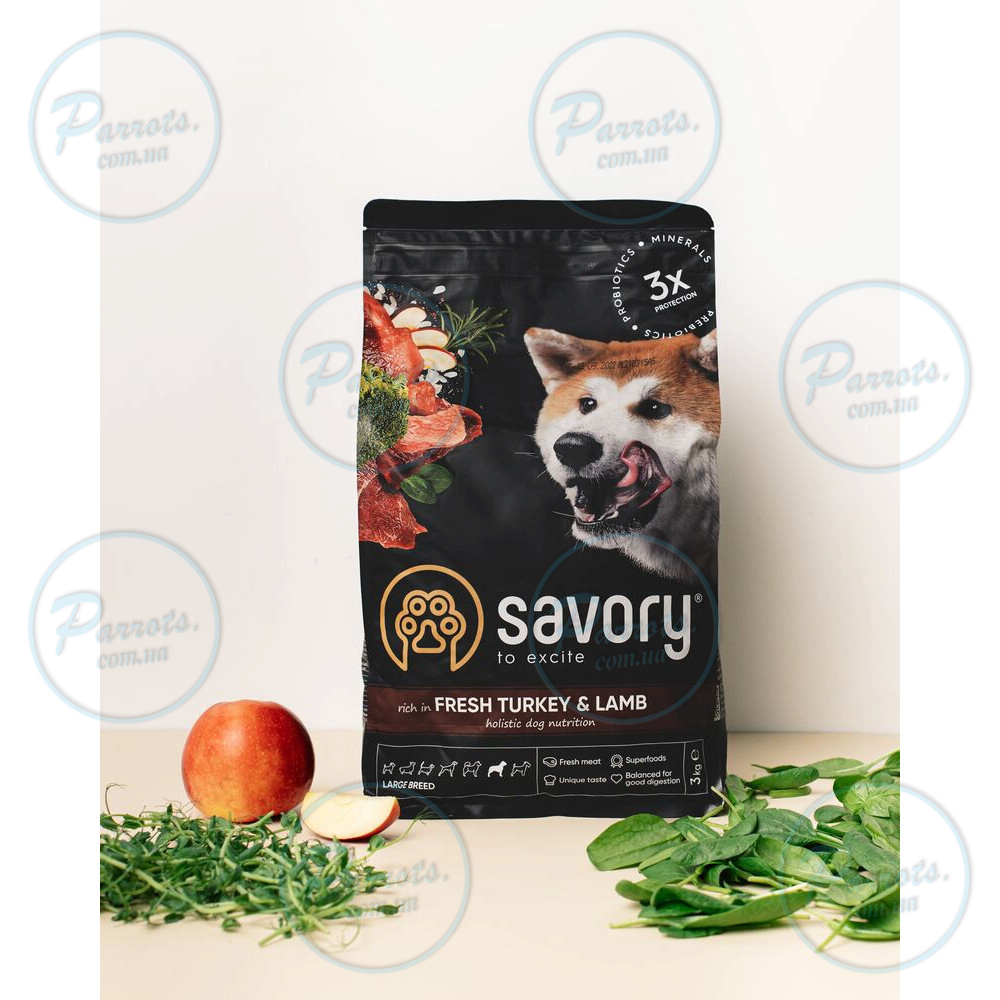 Сухой корм Savory Large для собак больших пород, со свежим ягненком и индейкой, 3 кг