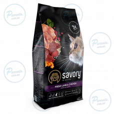 Сухой корм Savory для стерилизованных кошек, со свежим ягненком и курицей, 2 кг