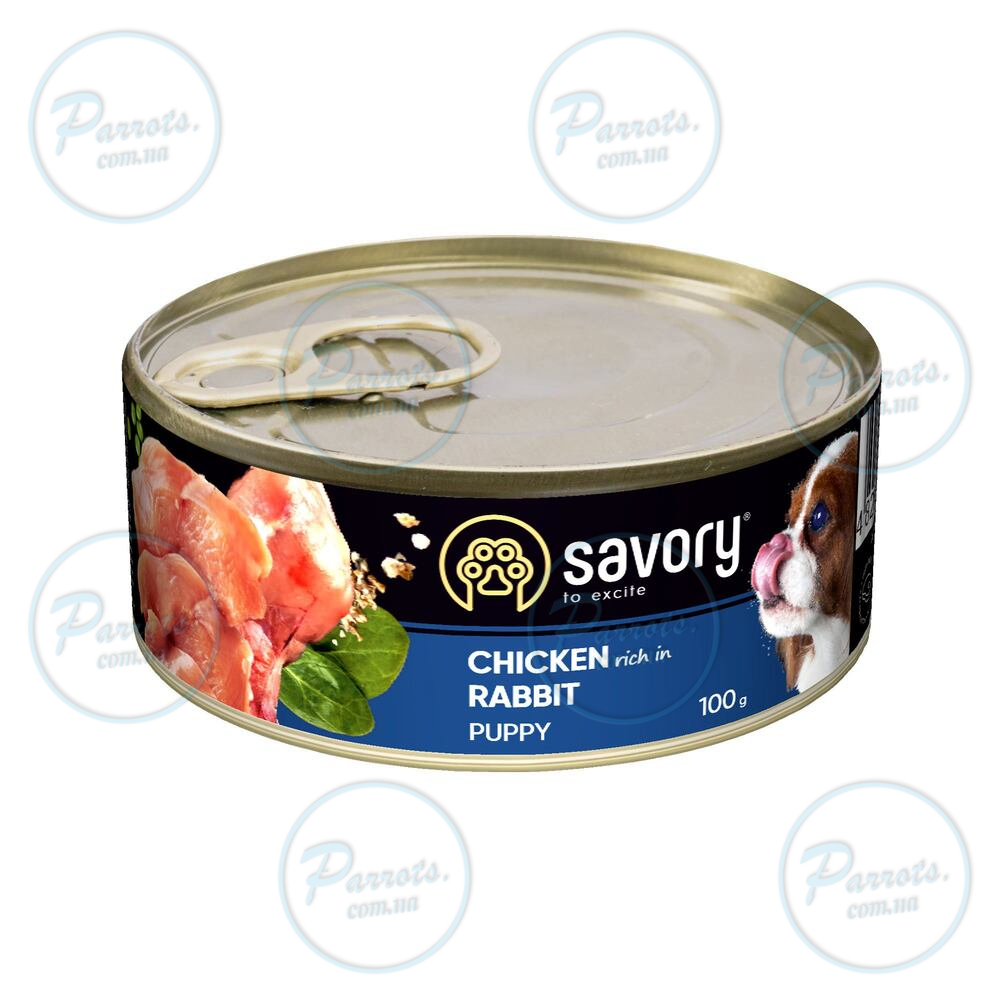 Вологий корм Savory для цуценят усіх порід, з кроликом і куркою, 100 г