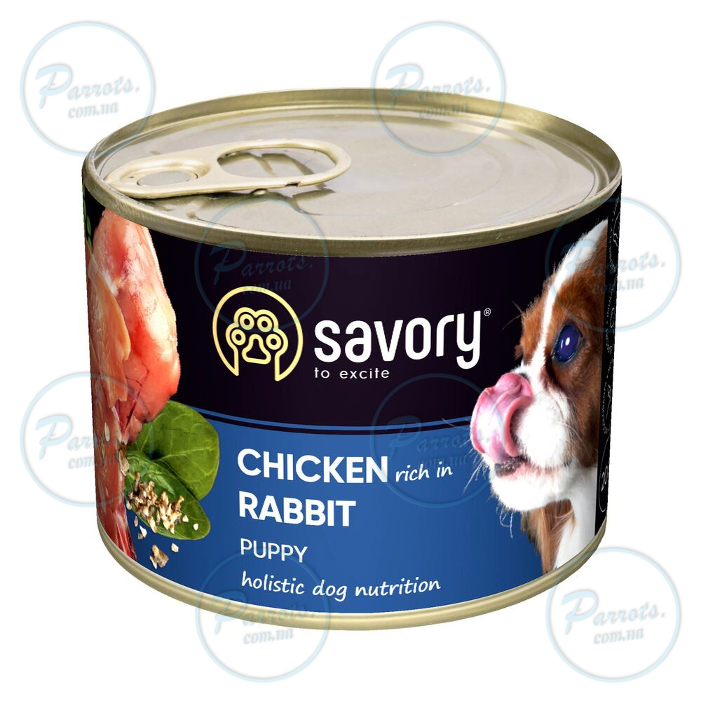 Вологий корм Savory для цуценят усіх порід, з кроликом і куркою, 200 г