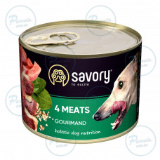 Влажный корм Savory для взрослых собак всех пород, с четырьмя видами мяса, 200 г