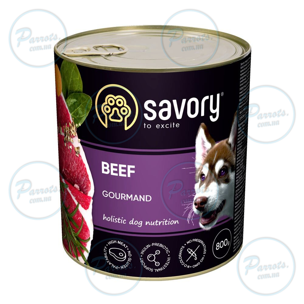 Влажный корм Savory для взрослых собак всех пород, с говядиной, 800 г