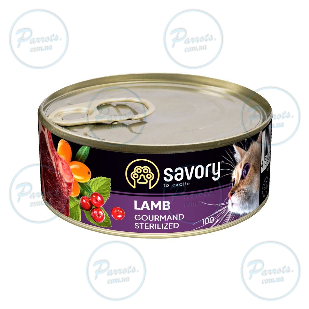 Вологий корм Savory для стерилізованих котів, з ягням, 100 г