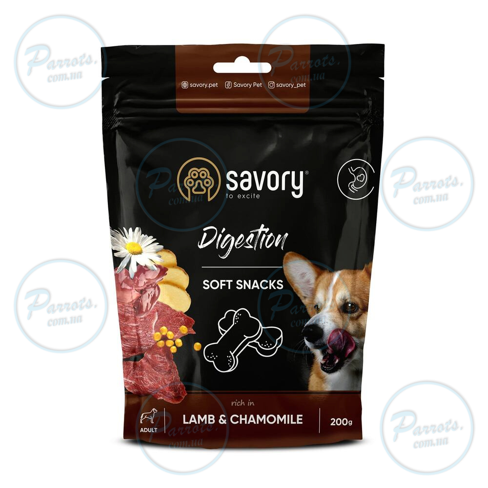 М'які ласощі Savory для покращення травлення собак, ягня та ромашка, 200 г