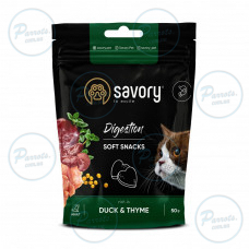 Мягкие лакомства Savory для улучшения пищеварения кошек, утка с тимьяном, 50 г