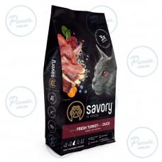 Корм сухой Savory Adult Cat Steril Fresh Turkey and Duck для стерилизованных котов 8 кг