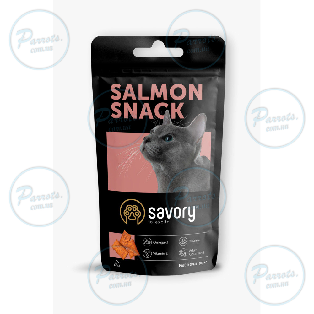 Хрумкі ласощі Savory Snack Подушечки для вибагливих котів, з лососем, 60 г