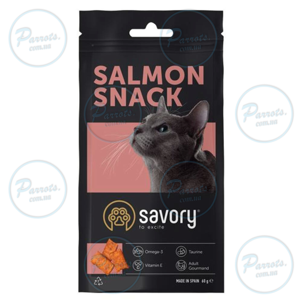 Хрумкі ласощі Savory Snack Подушечки для вибагливих котів, з лососем, 60 г