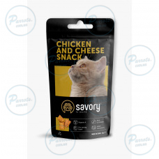 Хрустящие лакомства Savory Snack Подушечки для прихотливых кошек, с курицей и сыром, 60 г