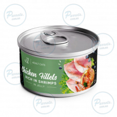 Влажный корм Savory Chicken Fillets rich in Shrimp in Jelly for Adult Cats филе курицы с креветками в желе для взрослых котов, 70 г
