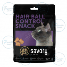 Хрустящие лакомства Savory Cats Snacks Pillows Hair Ball Control для взрослых котов, подушечки для выведения шерсти, 180 г