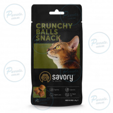 Хрустящие лакомства Savory Cats Snacks Crunchy Balls для взрослых привередливых котов, шарики с кошачьей мятой, 60 г