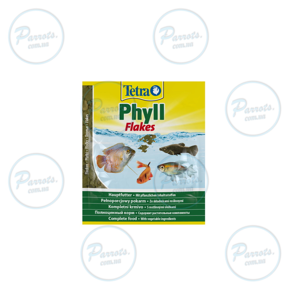 Корм Tetra Phyll Flakes для травоїдних рибок, 12 г (пластівці)