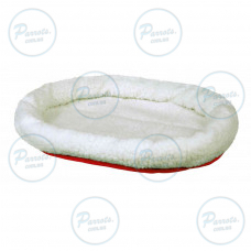 Лежак двухсторонний Trixie Cuddly Bed для собак, мех, 47х38 см (белый/красный)
