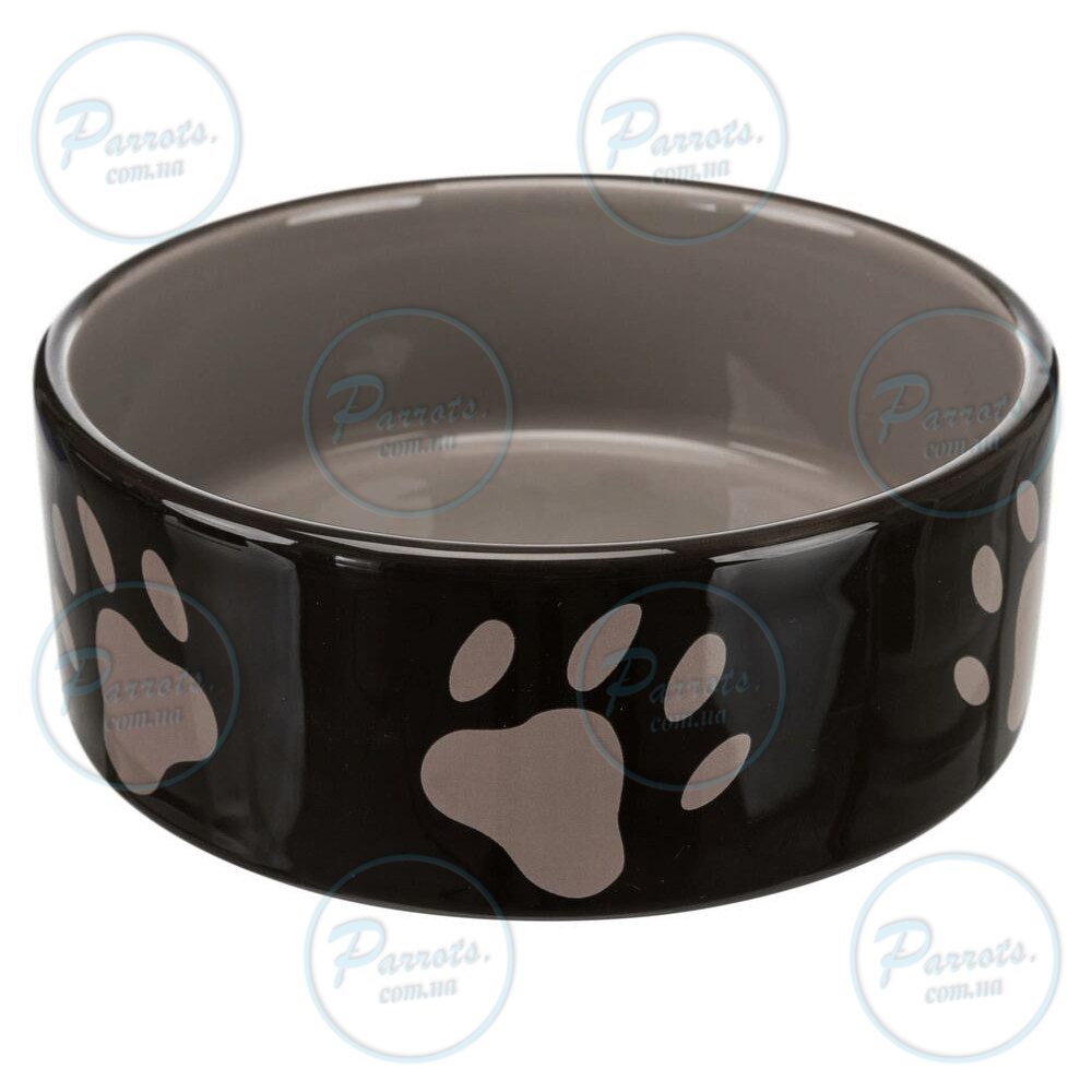 Миска Trixie для собак, керамічна, з лапками, 12 см, 300 мл (коричнева)