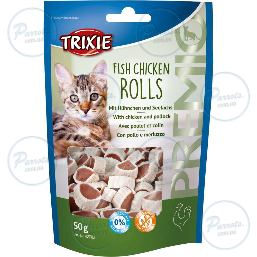 Ласощі Trixie Premio Fish Chicken Rolls для котів роли з куркою та рибою 50 г