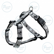 Шлея Trixie Silver Reflect для собак, с лапками, светоотражающая, M-L 50-75 см/25 мм (серая)