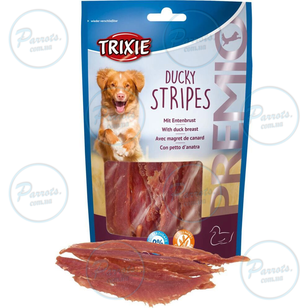 Ласощі Trixie Premio Ducky Stripes для собак шматочки з качки 100 г