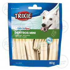 Лакомство Trixie Denta Fun Dentros Mini для собак жевательные кусочки с домашней птицей 80 г