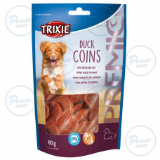 Лакомство Trixie Premio Chicken Duck Coins для собак, утка, 80 г