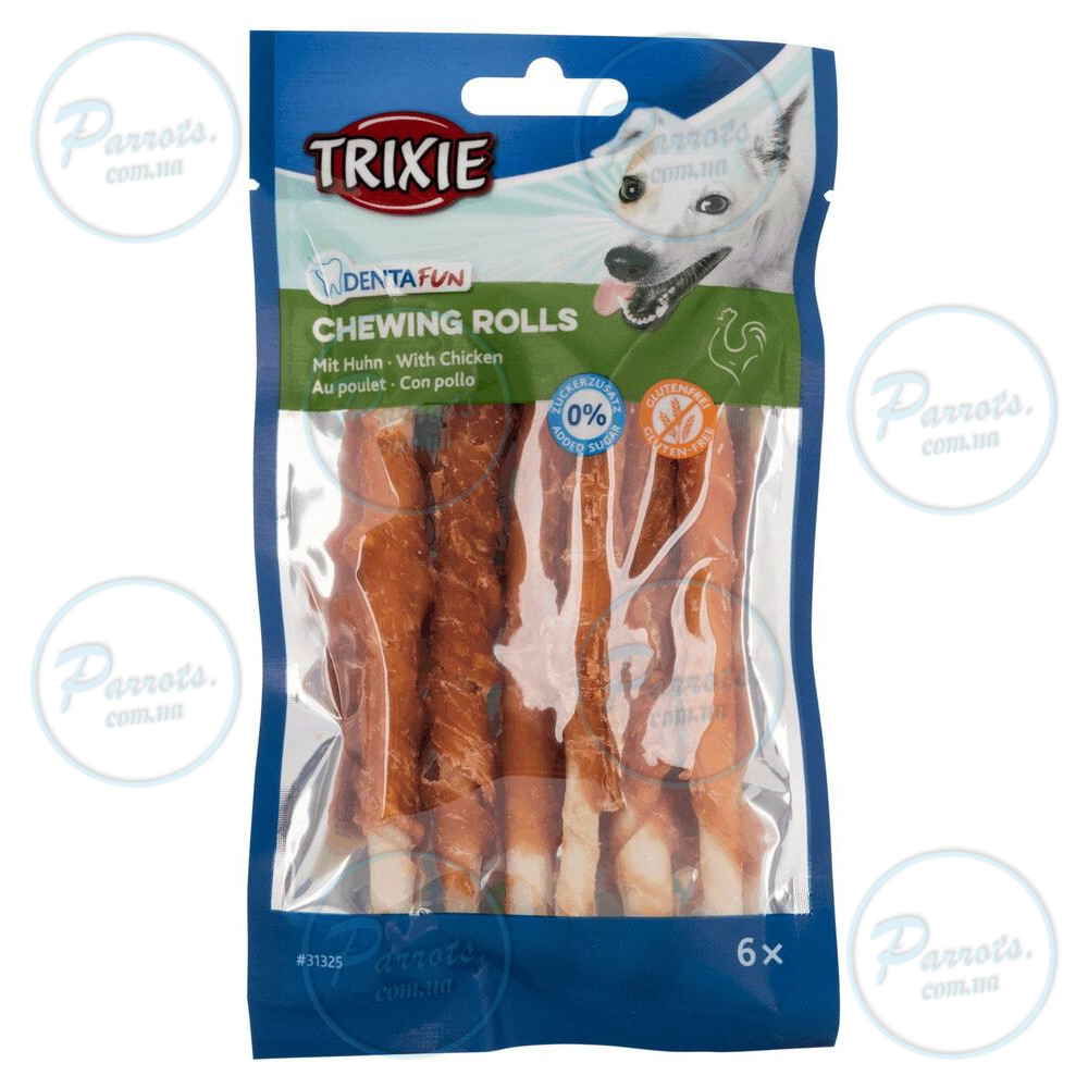 Ласощі Trixie Denta Fun Chewing Rolls для собак Паличка для чищення зубів з куркою 12 см 70 г 6 шт